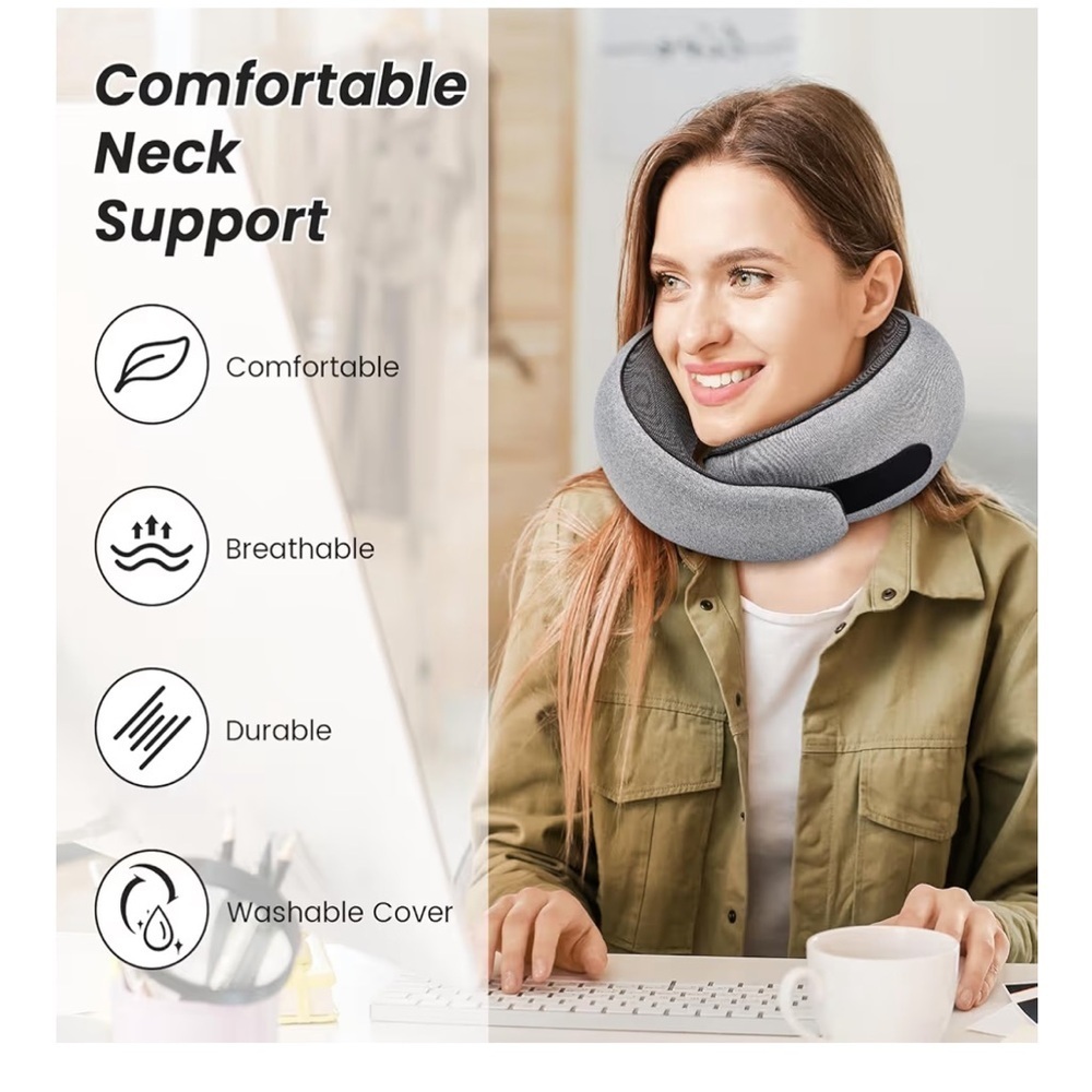 Light Grey Travel Neck Pillow - Picture 6 of 6